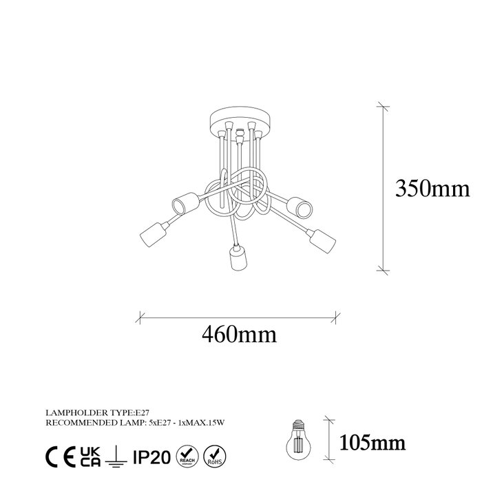 Opviq Viraj - 10880 Lámpara de araña de metal negro y antiguo Opviq Viraj - 10880 Lámpara de araña de metal negro y antiguo